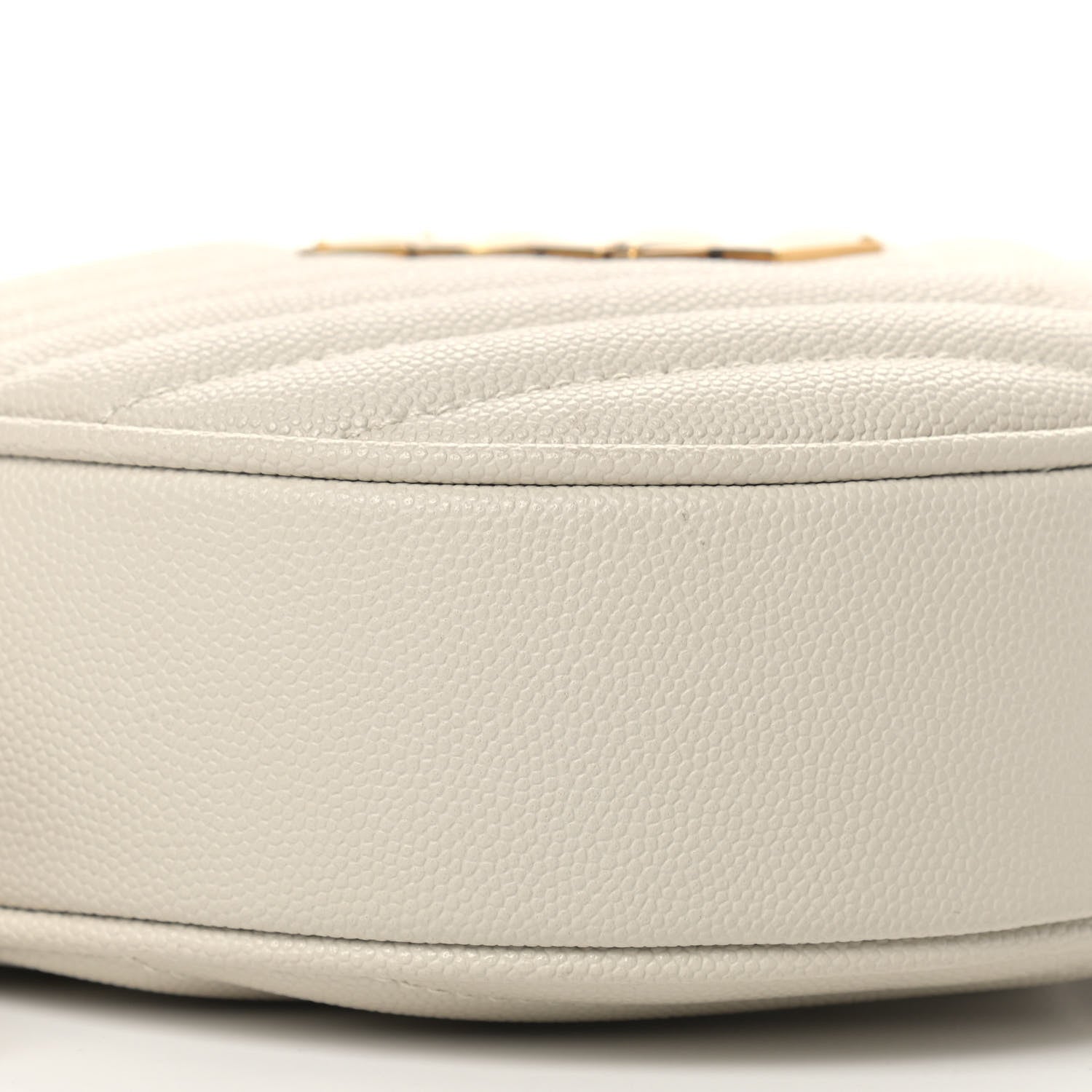 Saint Laurent Grain De Poudre Matelasse Chevron Quilted Round Vinyle Camera Bag Crema Soft 8 of 11