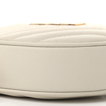 Saint Laurent Grain De Poudre Matelasse Chevron Quilted Round Vinyle Camera Bag Crema Soft 8 of 11