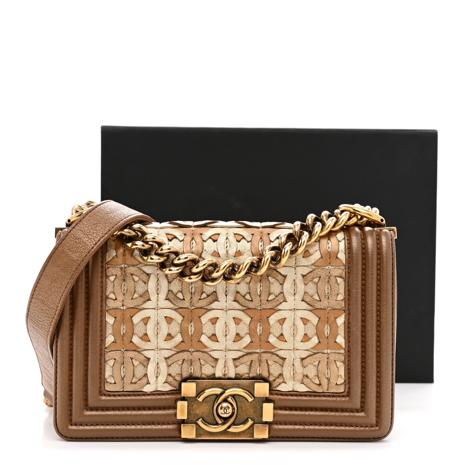 Chanel Metallic Lambskin Small Golden CC Boy Flap  Dark Gold 11 of 11