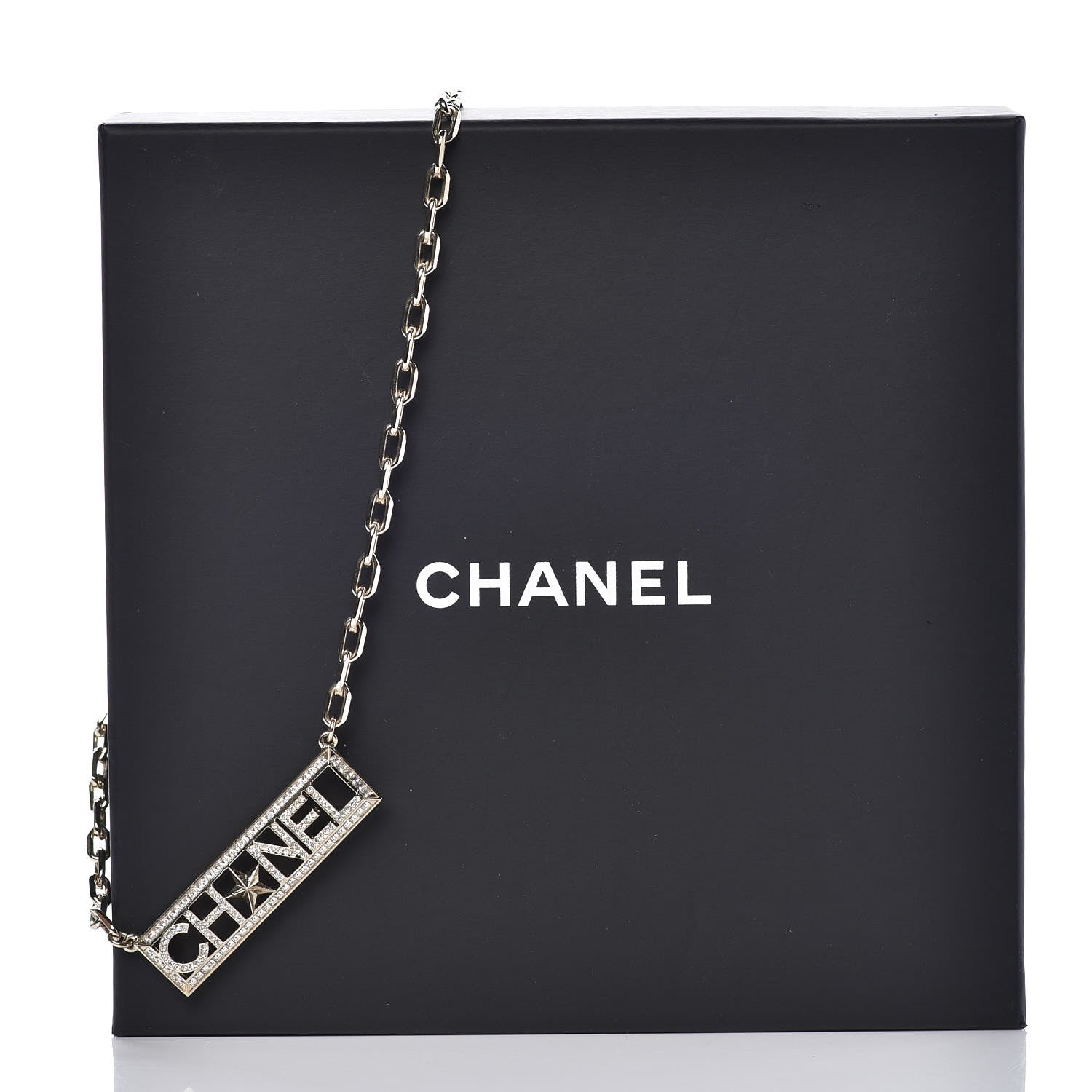 Chanel Crystal Chain Short Logo Necklace Gold 6 of 6