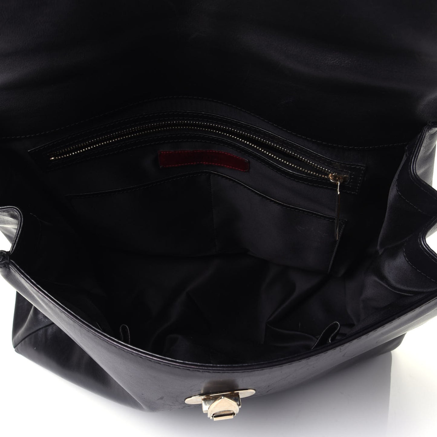 Vitello Large Rockstud Single Handle Flap Satchel Black