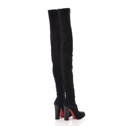 Christian Louboutin Veau Velours Verusch 100 Over The Knee Boots 38 Black 4 of 7