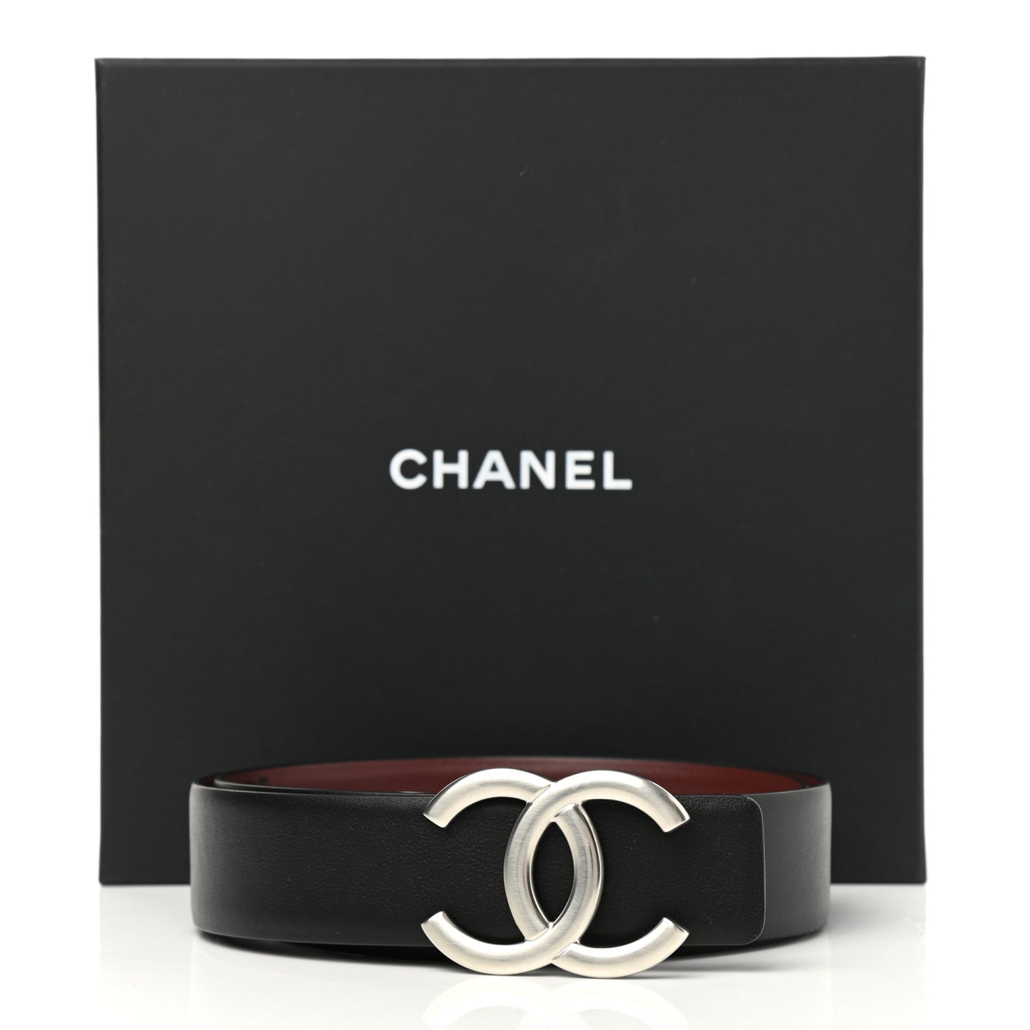 Calfskin CC Reversible Belt 80 32 Black Burgundy