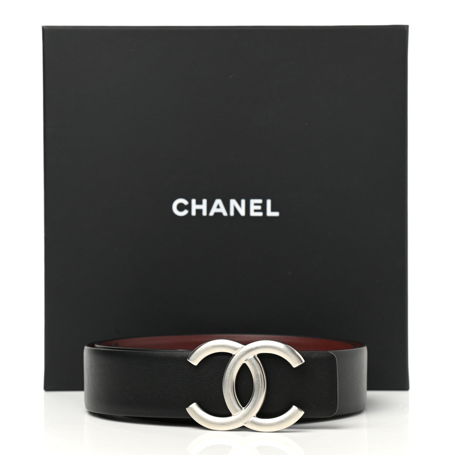 Chanel Calfskin CC Reversible Belt 80 32 Black Burgundy 6 of 6