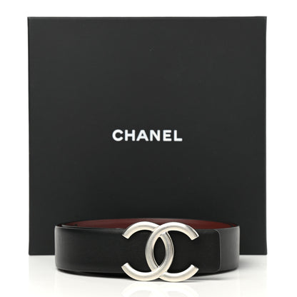 Chanel Calfskin CC Reversible Belt 80 32 Black Burgundy 6 of 6