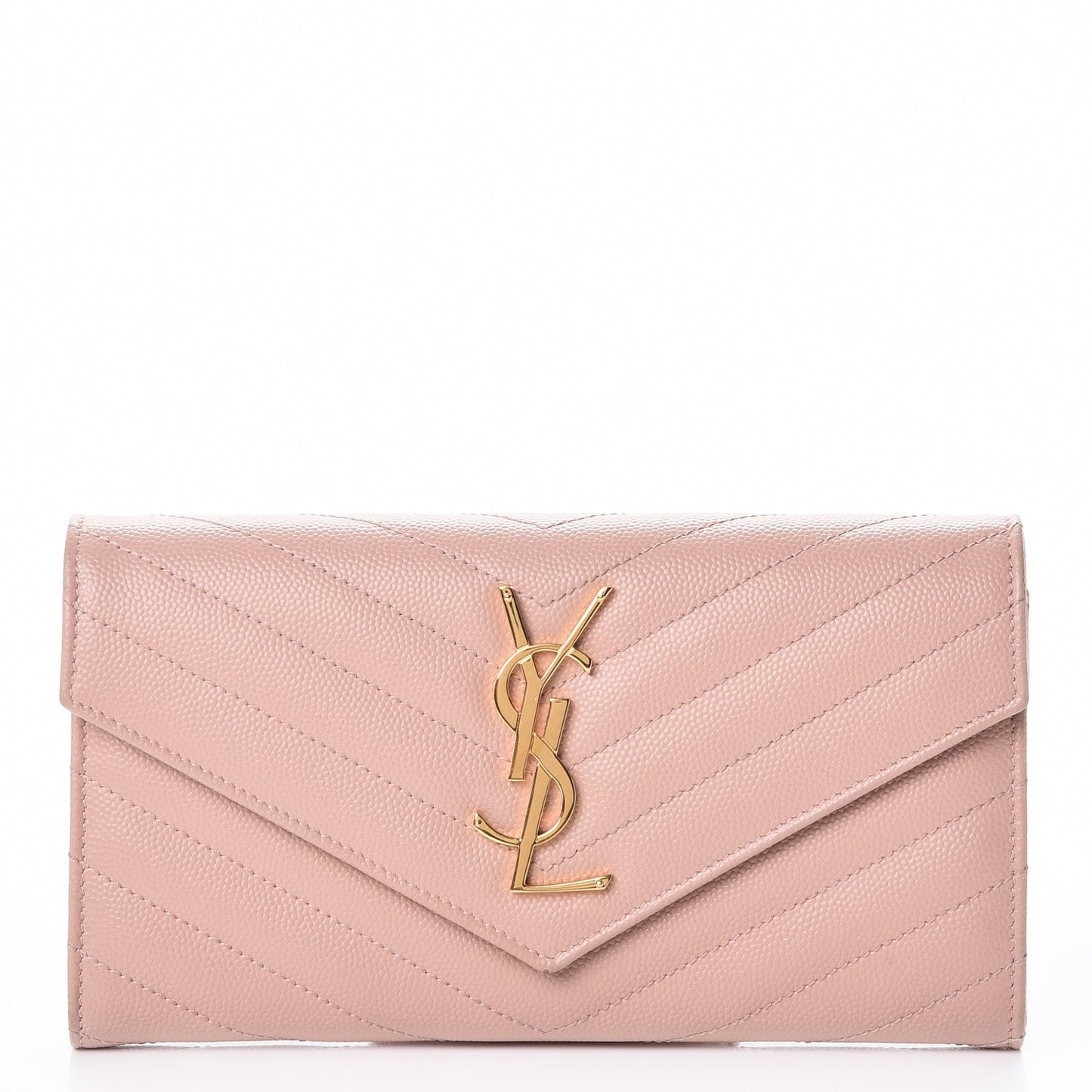 Grain De Poudre Matelasse Chevron Monogram Wallet Pale Pink