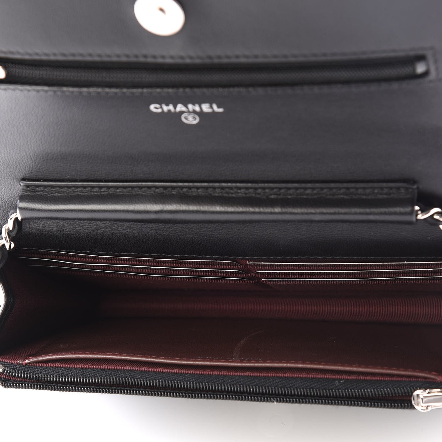 Lambskin Quilted Wallet On Chain WOC Black