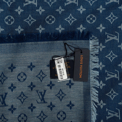 Louis Vuitton Cotton Monogram Essential Stole Blue 3 of 3