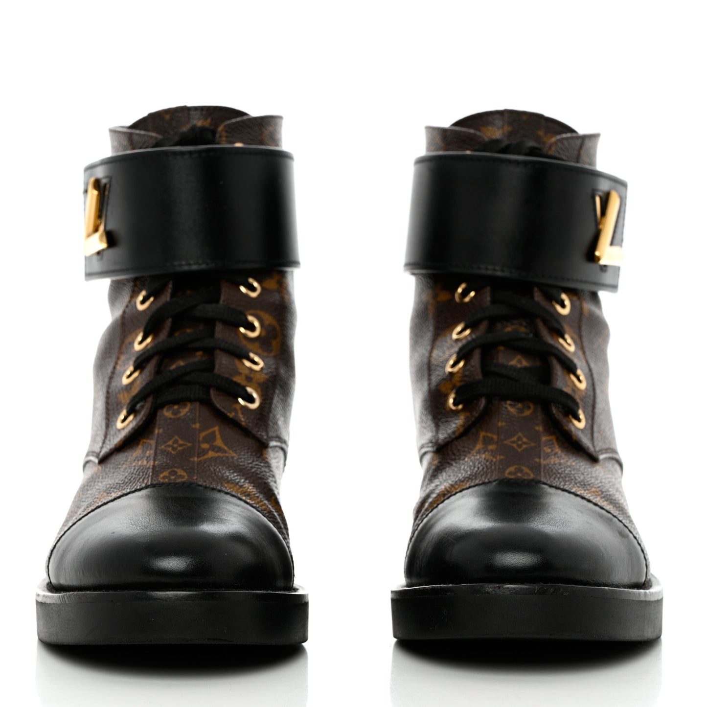 Calfskin Monogram Wonderland Flat Ranger Boots 37 Black