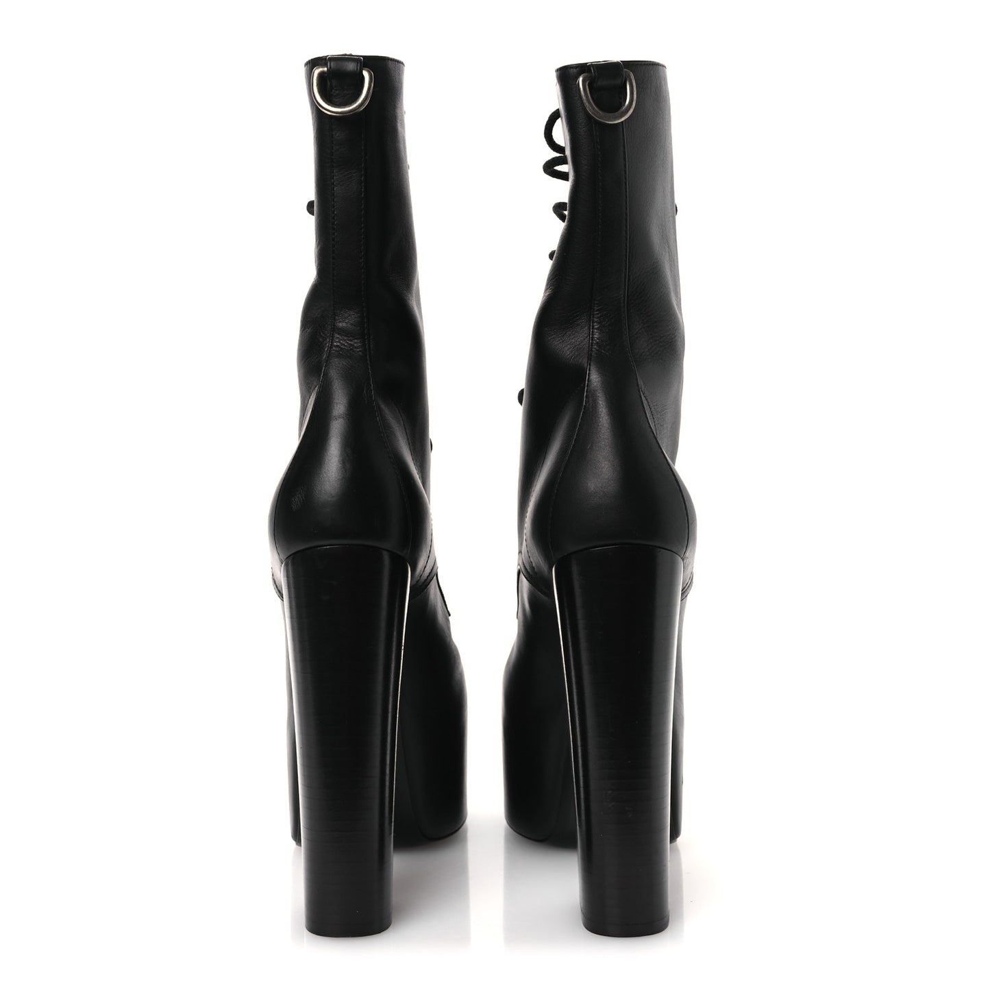 Calfskin Mina Lace Up Platform Boots 40 Black