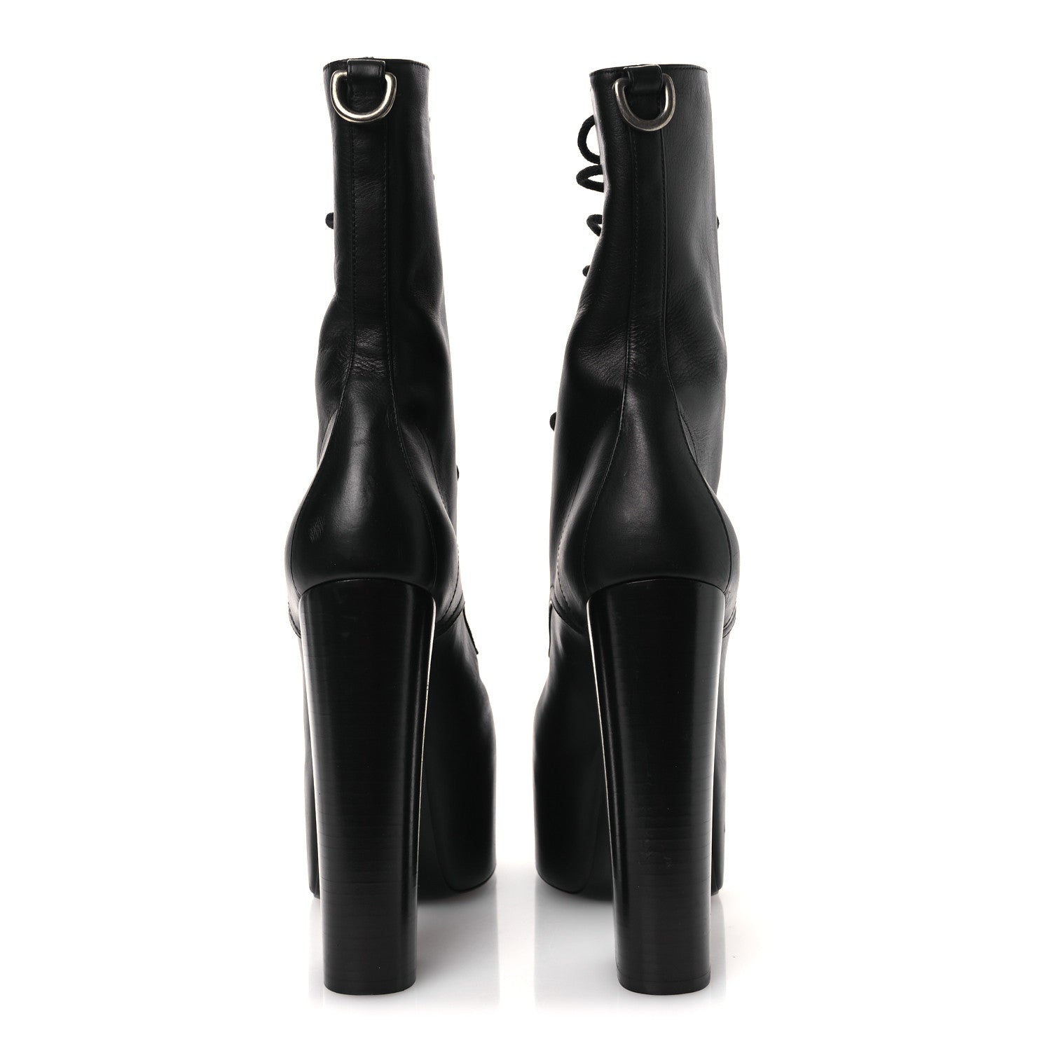 Saint Laurent Calfskin Mina Lace Up Platform Boots 40 Black 6 of 12
