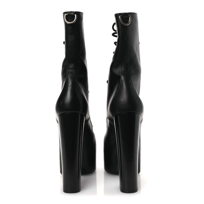 Saint Laurent Calfskin Mina Lace Up Platform Boots 40 Black 6 of 12