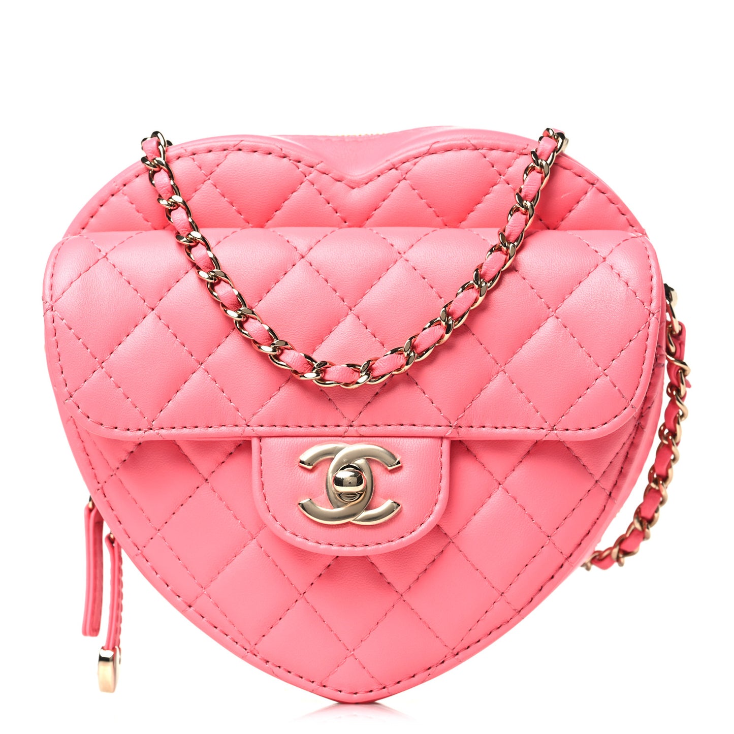 Lambskin Quilted CC In Love Heart Bag Pink