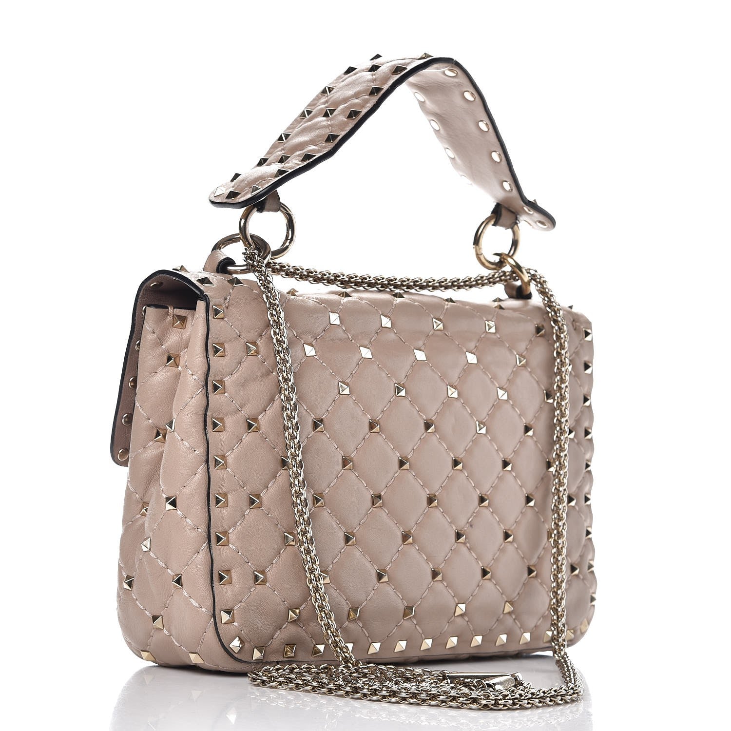 Valentino Garavani Lambskin Medium Rockstud Spike Shoulder Bag Poudre 5 of 10