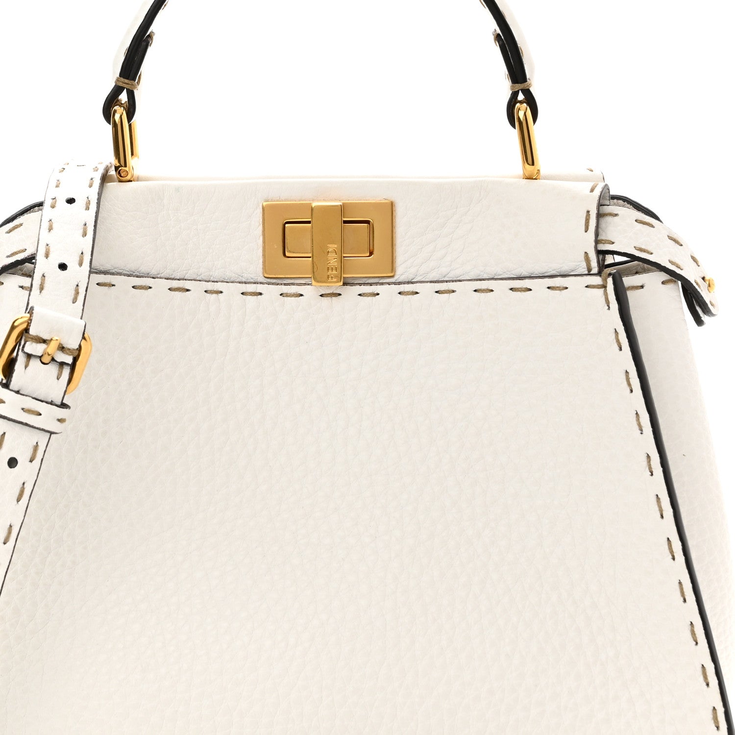 Fendi Cuoio Romano Selleria Mini Peekaboo Iconic Satchel White 7 of 9