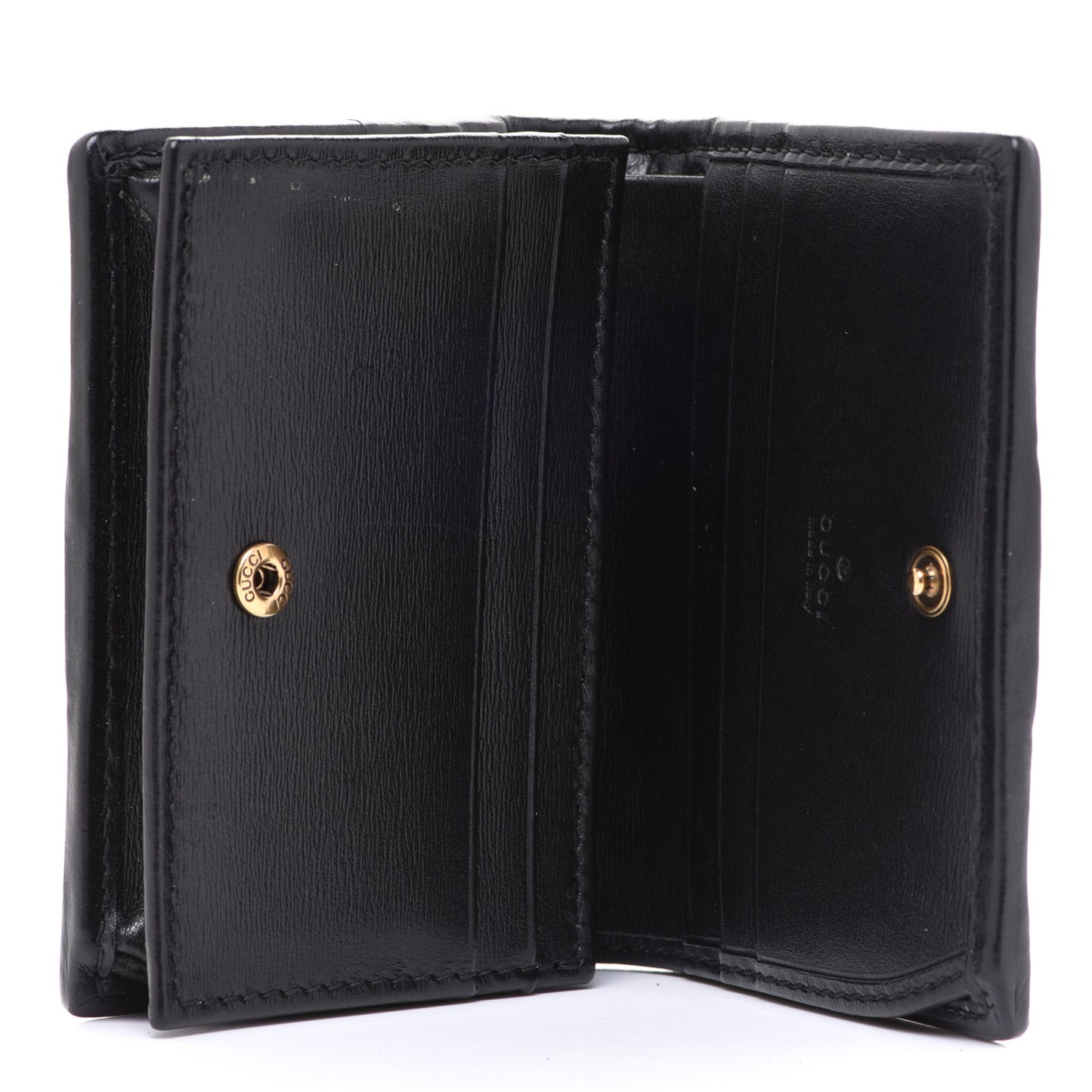 Calfskin Web Trapuntata GG Marmont Card Case Wallet Black