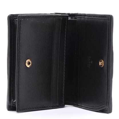 Gucci Calfskin Web Trapuntata GG Marmont Card Case Wallet Black 5 of 8