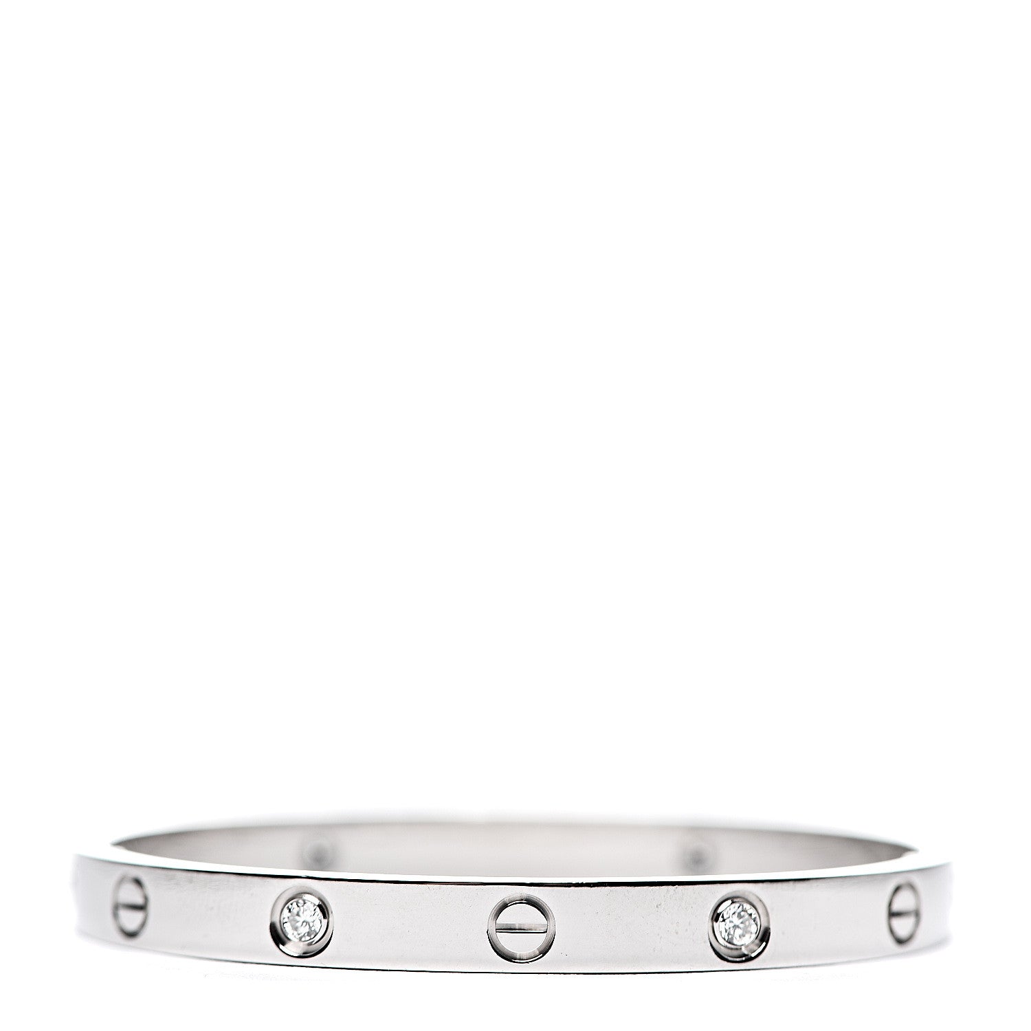 Cartier 18K White Gold 4 Diamond LOVE Bracelet 17 2 of 4