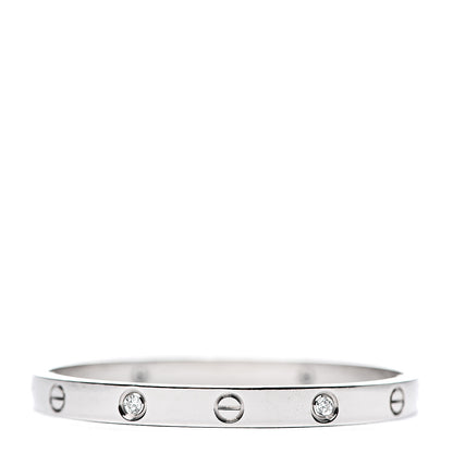 Cartier 18K White Gold 4 Diamond LOVE Bracelet 17 2 of 4