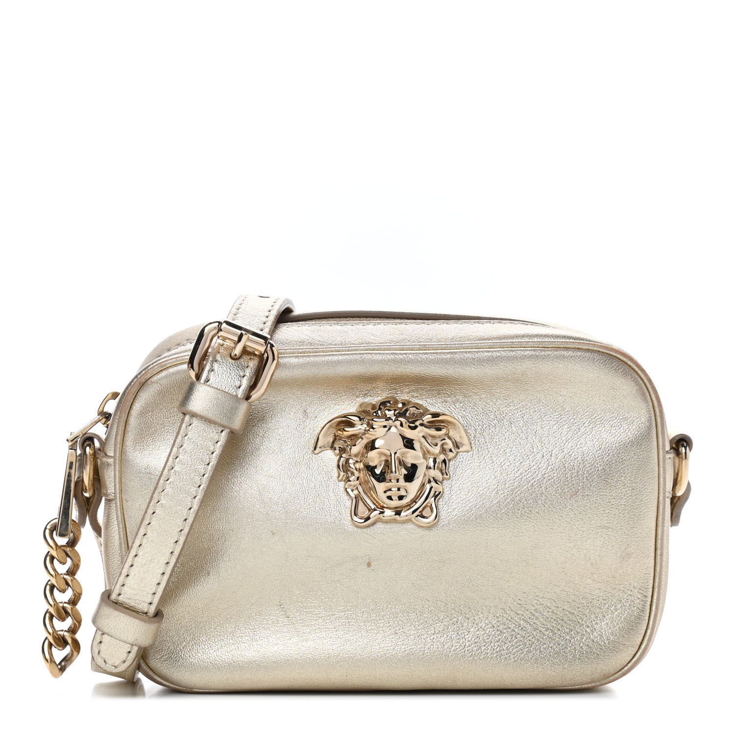 Versace Grained Calfskin Palazzo Medusa Camera Bag Gold 1 of 8
