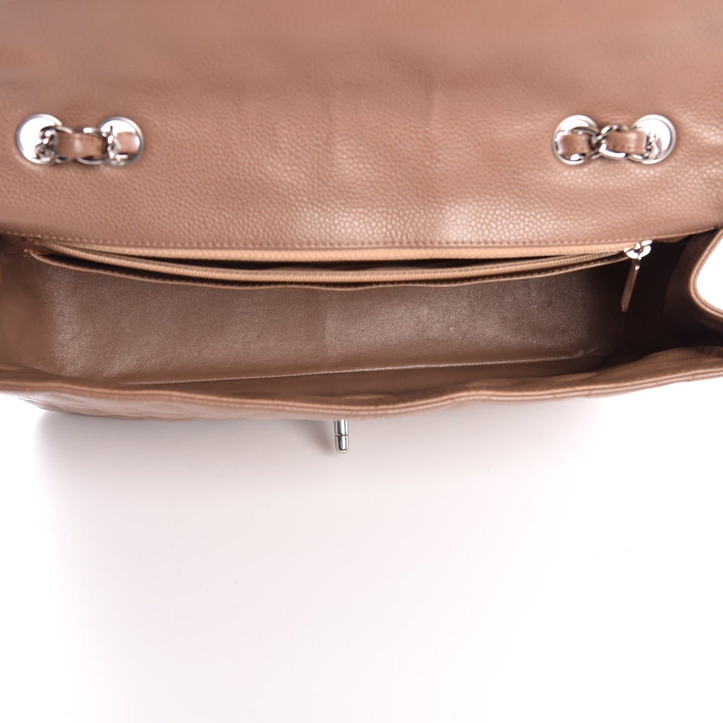 Caviar Quilted Jumbo Single Flap Dark Beige