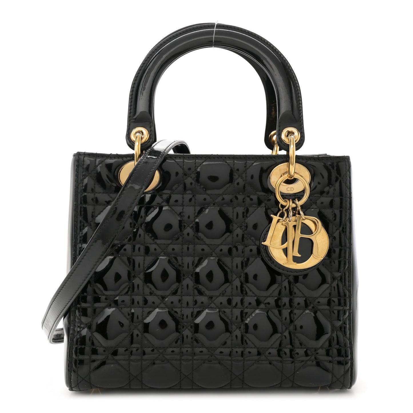 Patent Cannage Medium Lady Dior Black