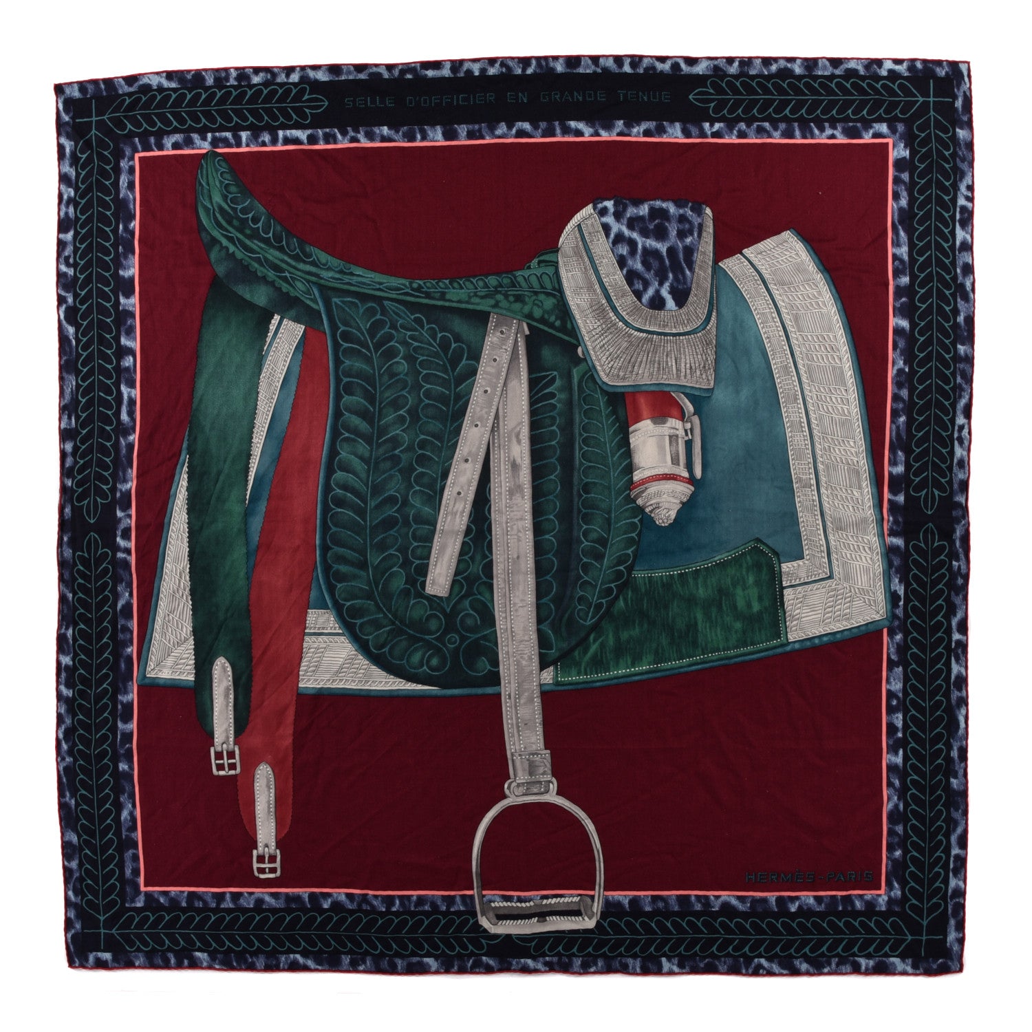 Hermes Cashmere Silk Selle d'Officier En Grande Tenue Shawl 140 2 of 11