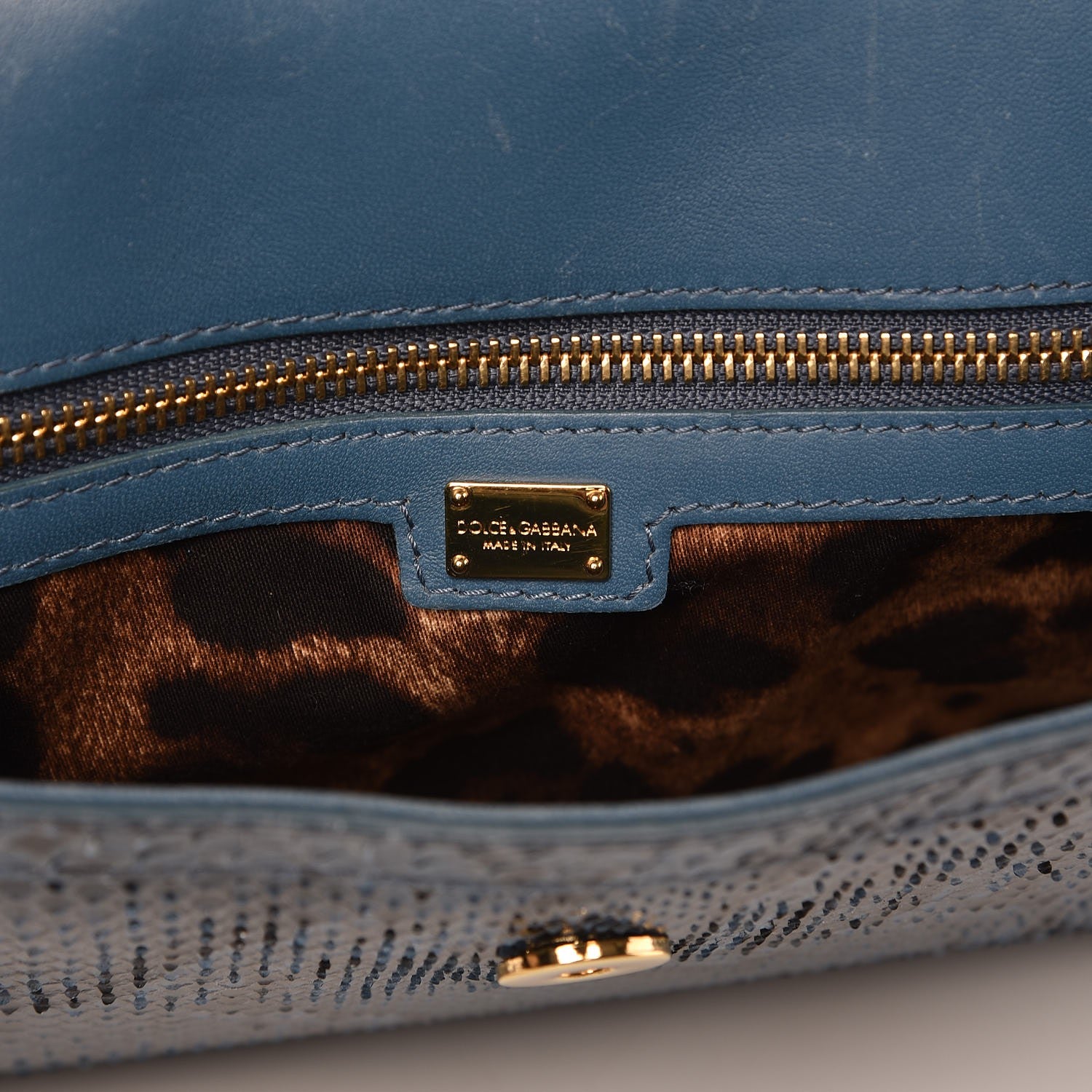 Dolce & Gabbana Python Large Miss Sicily Satchel Blue 7 of 12