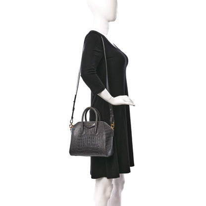 Givenchy Calfskin Crocodile Embossed Mini Antigona Storm Grey 2 of 8
