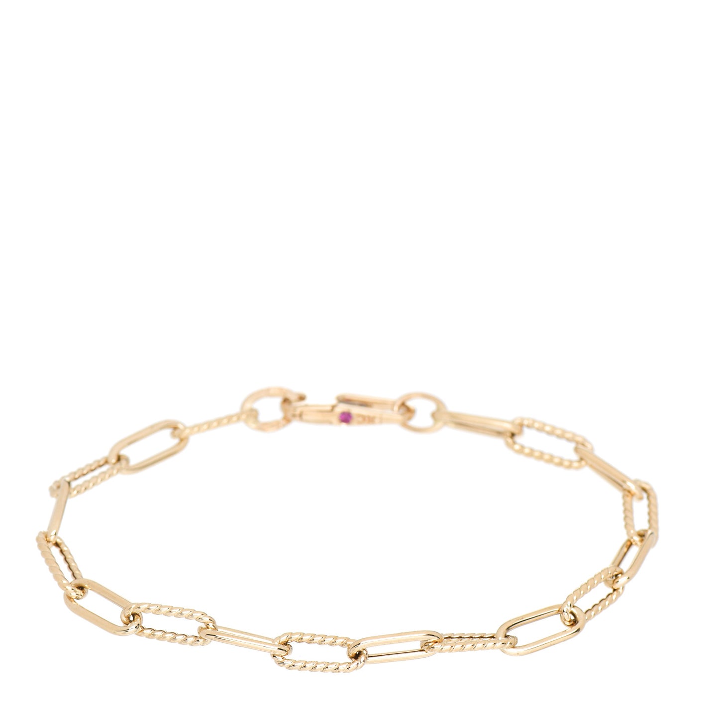 18K Yellow Gold Roped Paper Clip Link Bracelet
