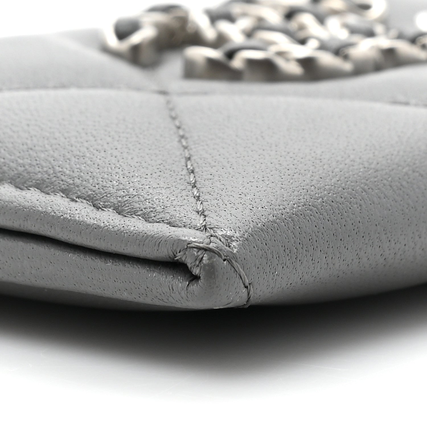 Chanel Lambskin Quilted Chanel 19 Card Holder Grey 10 of 13