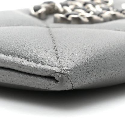 Chanel Lambskin Quilted Chanel 19 Card Holder Grey 10 of 13