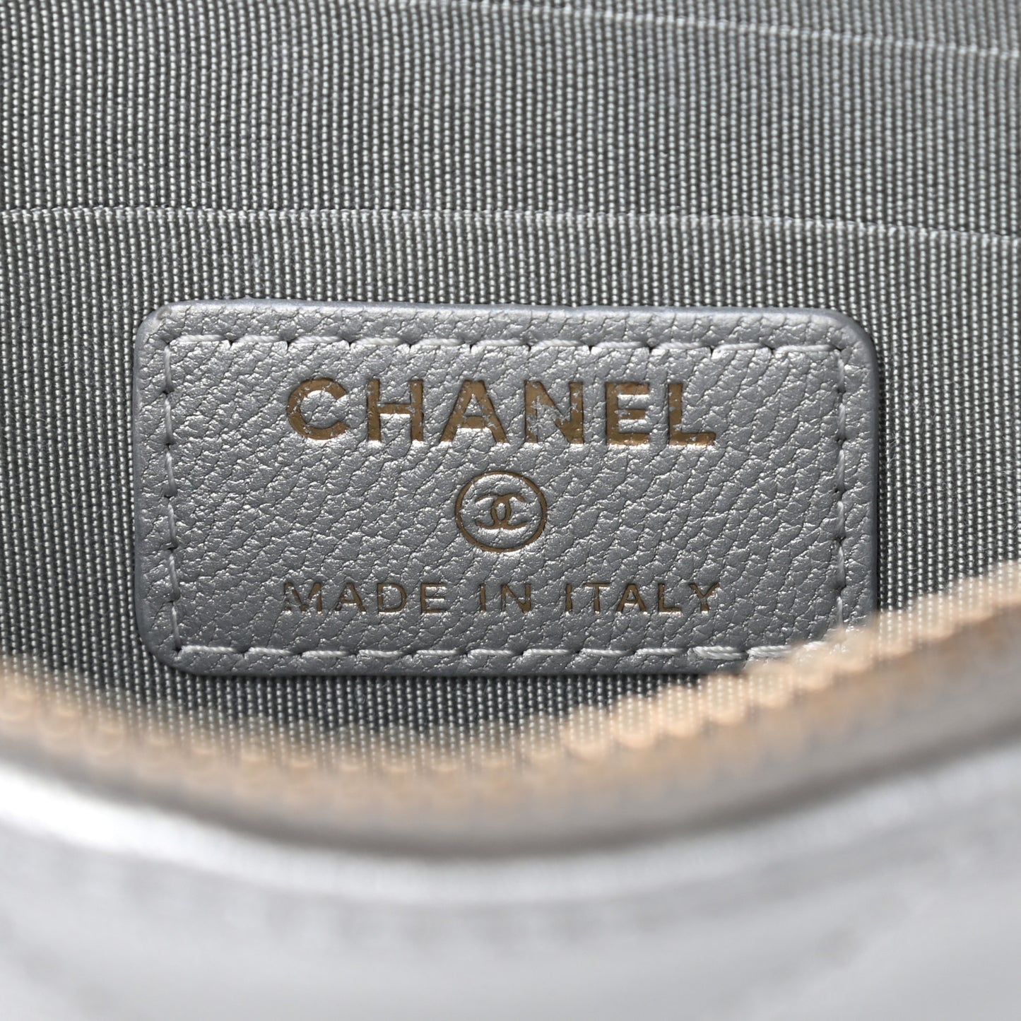 Metallic Goatskin Quilted Chanel 19 Flat Wallet Pouch Silver