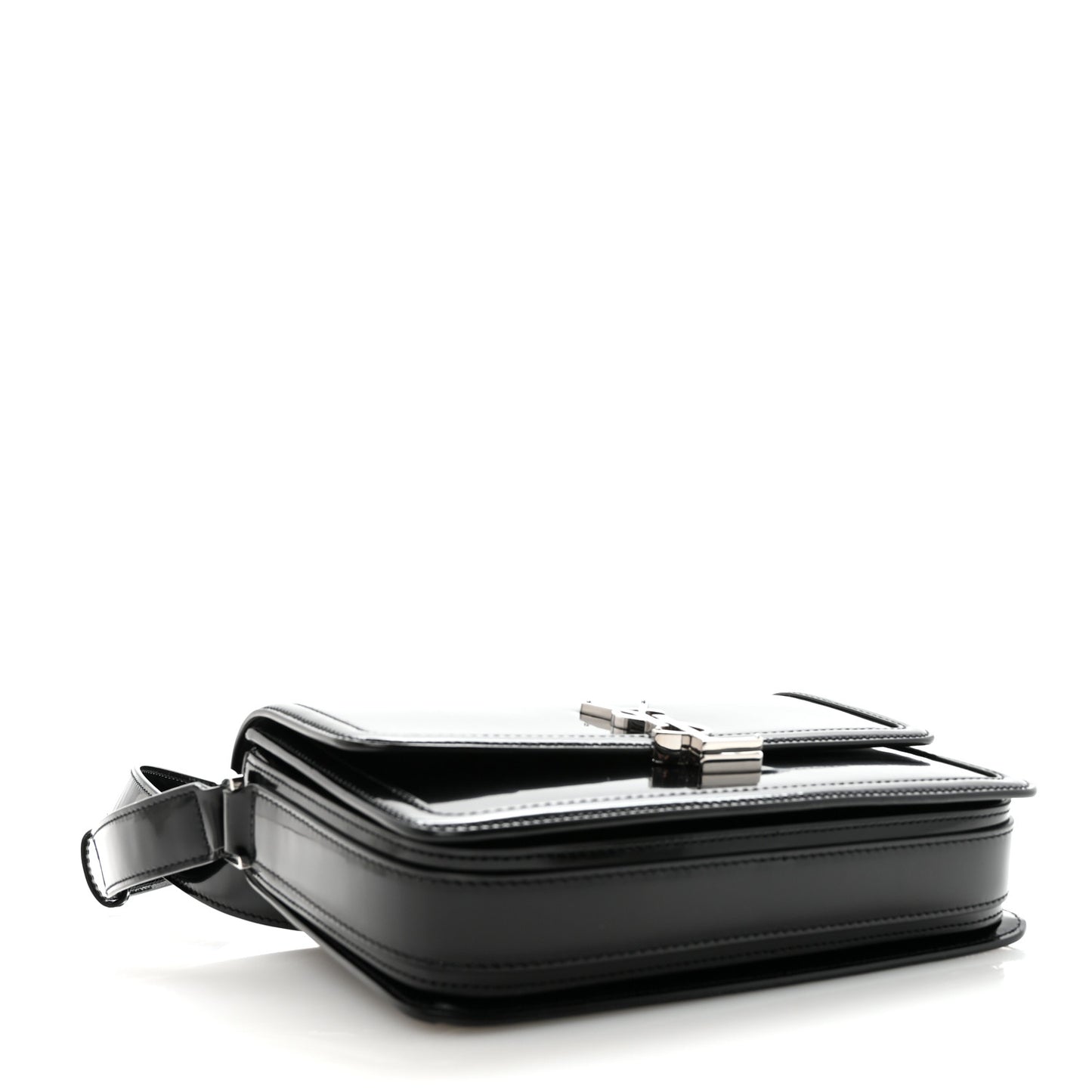 Glazed Calfskin Monogram Medium Solferino Satchel Black