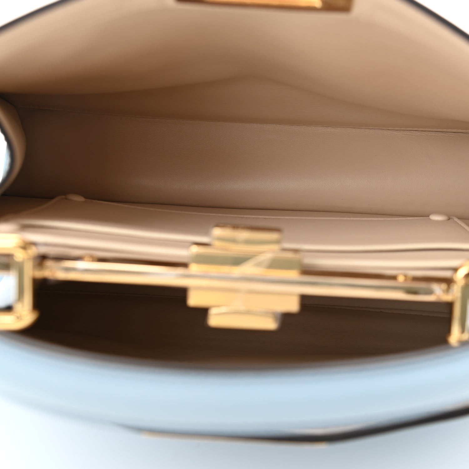 Fendi Vitello Seta Shiny Nappa Medium Peekaboo I SEE U Satchel Azzurro Baby Camelia 5 of 10