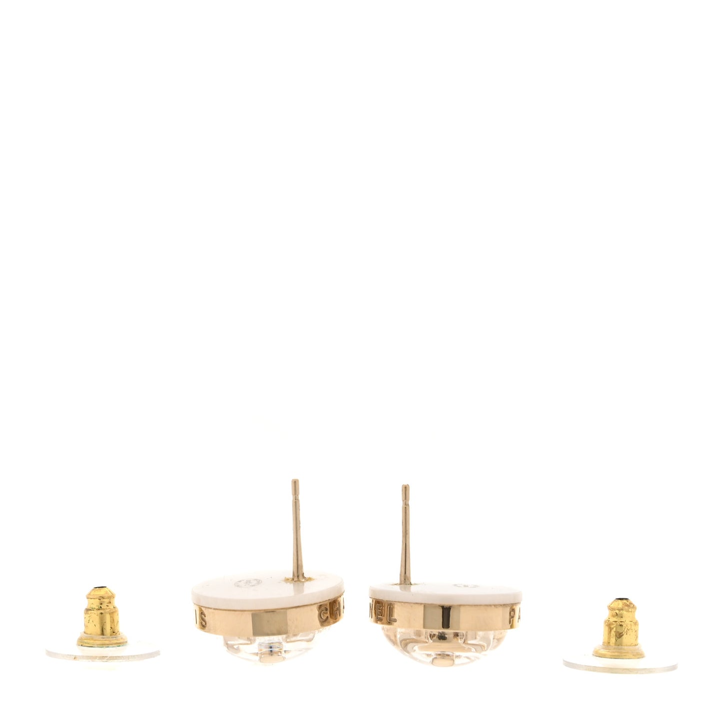 Resin CC Turnlock Earrings White Gold