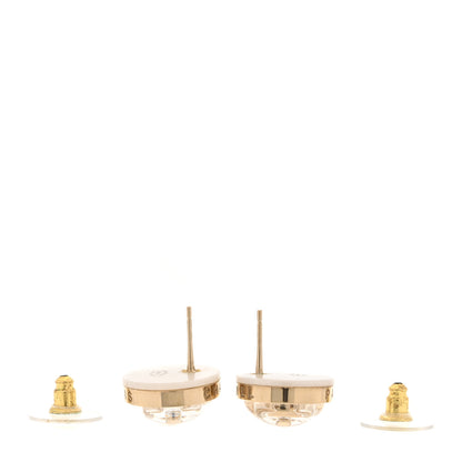 Chanel Resin CC Turnlock Earrings White Gold 3 of 5