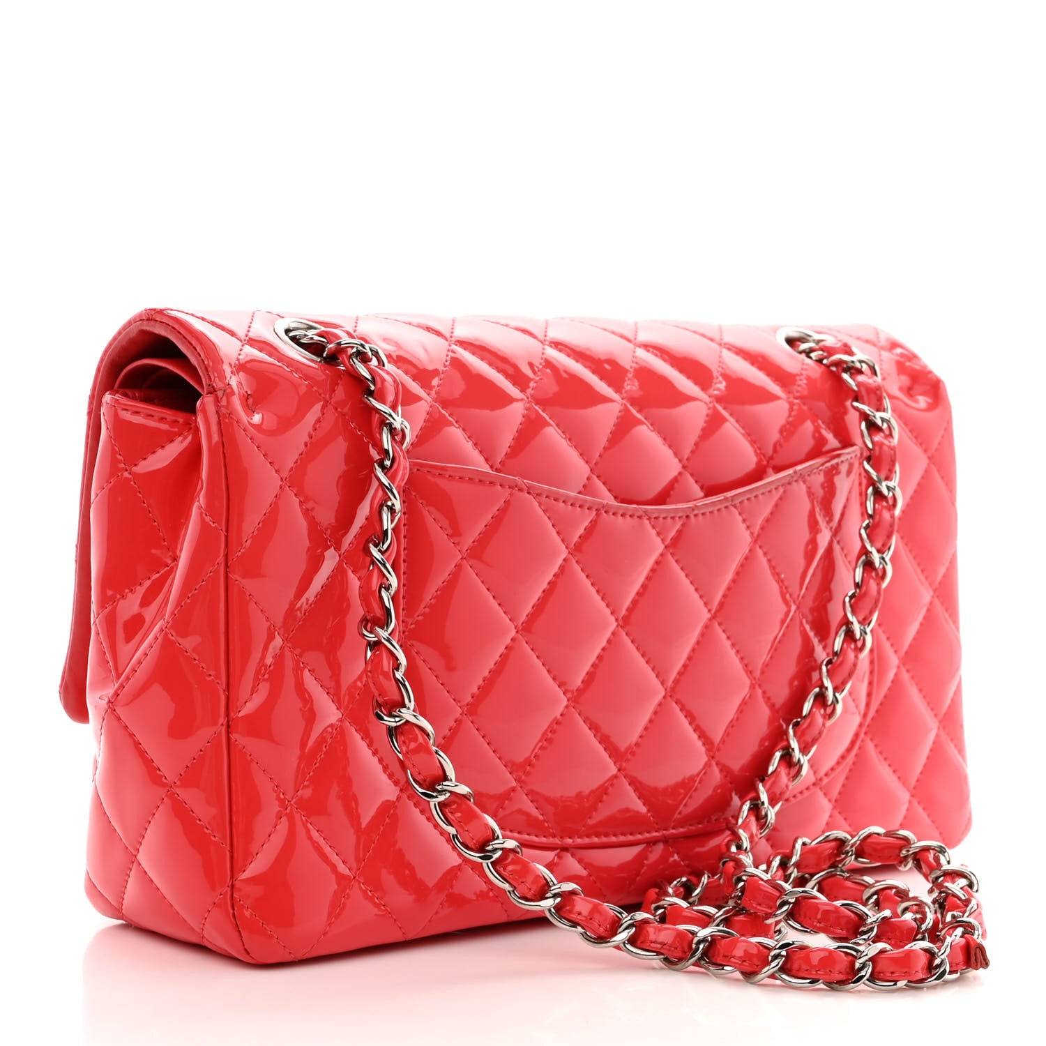 Chanel Patent Quilted Medium Double Flap Dark Pink 3 of 12