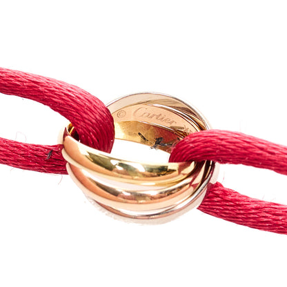 Cartier 18K Pink Yellow White Gold Trinity Cord Bracelet Red 4 of 4