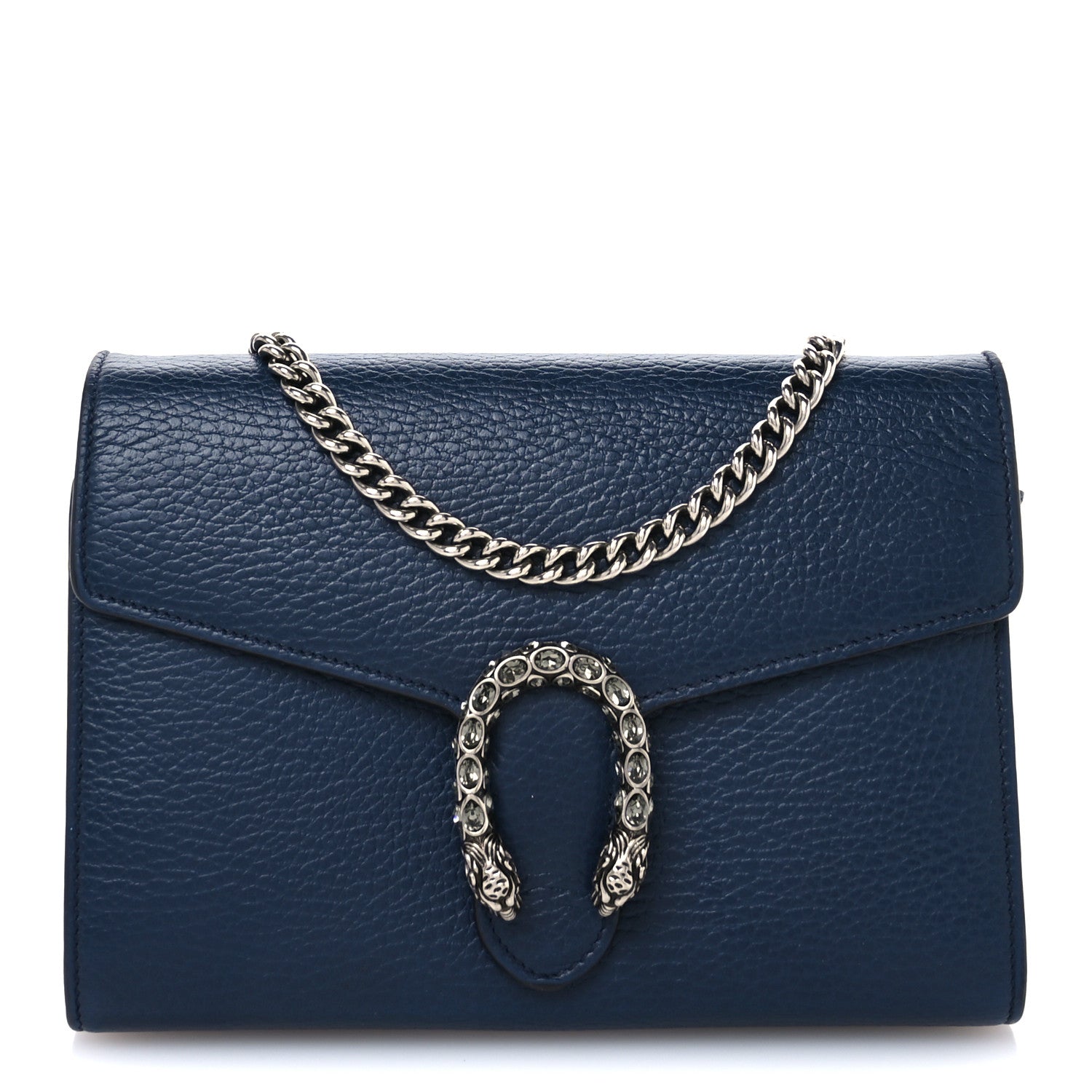 Gucci Dollar Calfskin Crystal Mini Dionysus Chain Wallet Blue Agata Black Diamond 8 of 12