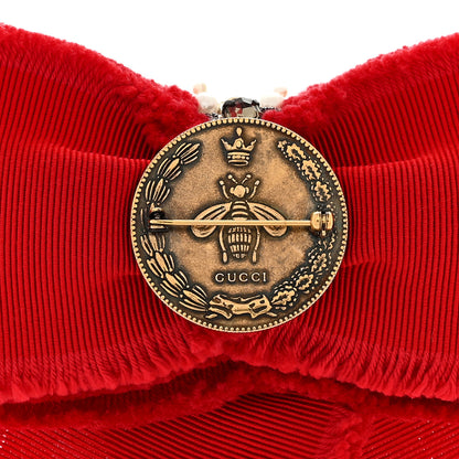 Gucci Grosgrain Crystal Bow Brooch Red 3 of 3