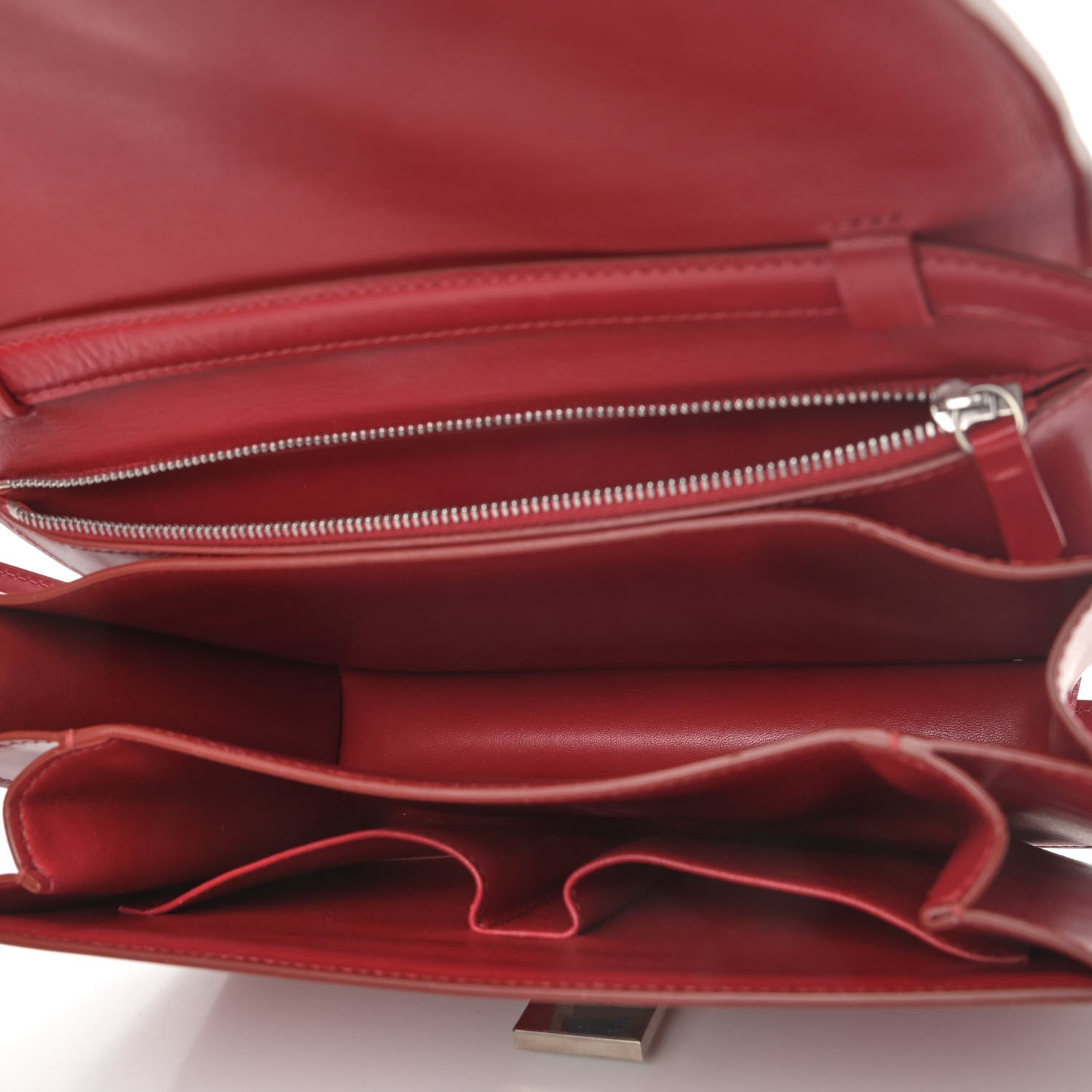 Celine Box Calfskin Medium Classic Box Flap Bag Red 4 of 4