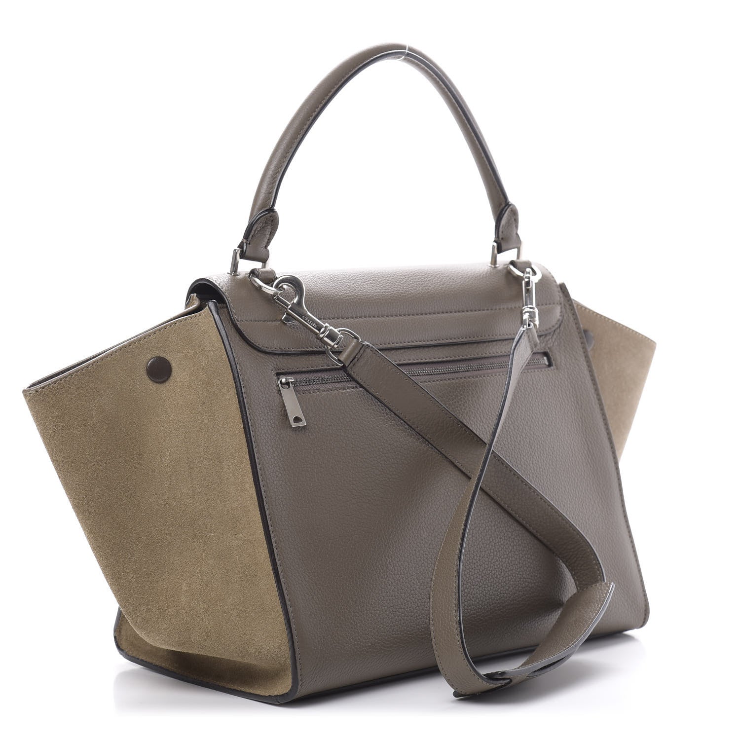 Celine Drummed Calfskin Suede Medium Trapeze Souris 2 of 8