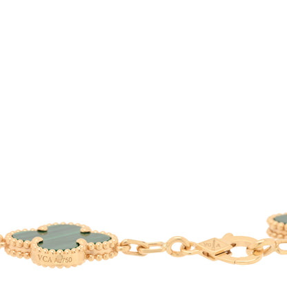 Van Cleef & Arpels 18K Yellow Gold Malachite 5 Motifs Vintage Alhambra Bracelet 3 of 4