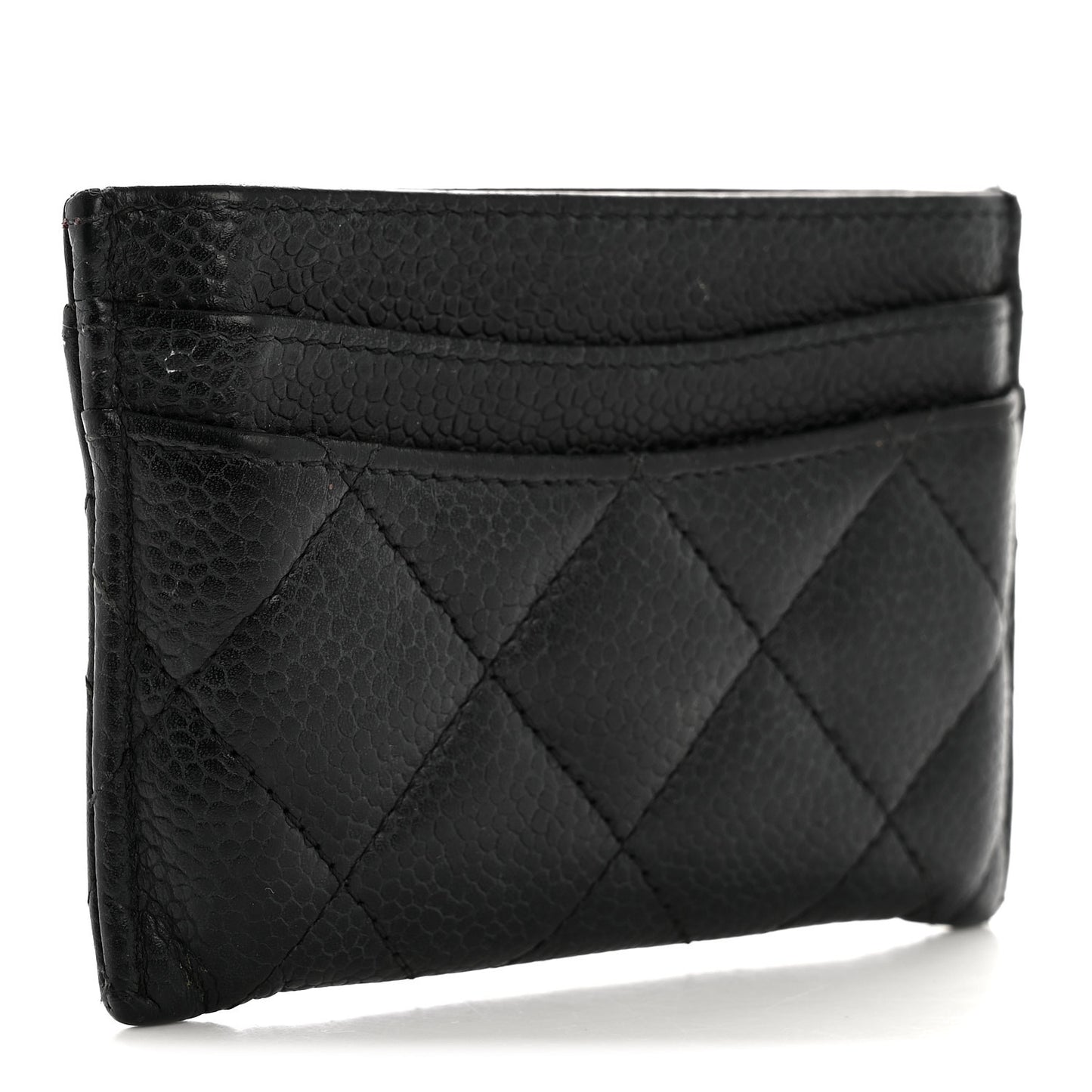 Caviar Quilted Card Holder Black