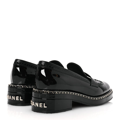 Chanel Patent Lambskin CC Chain Mocassin Loafers 37 Black 5 of 11