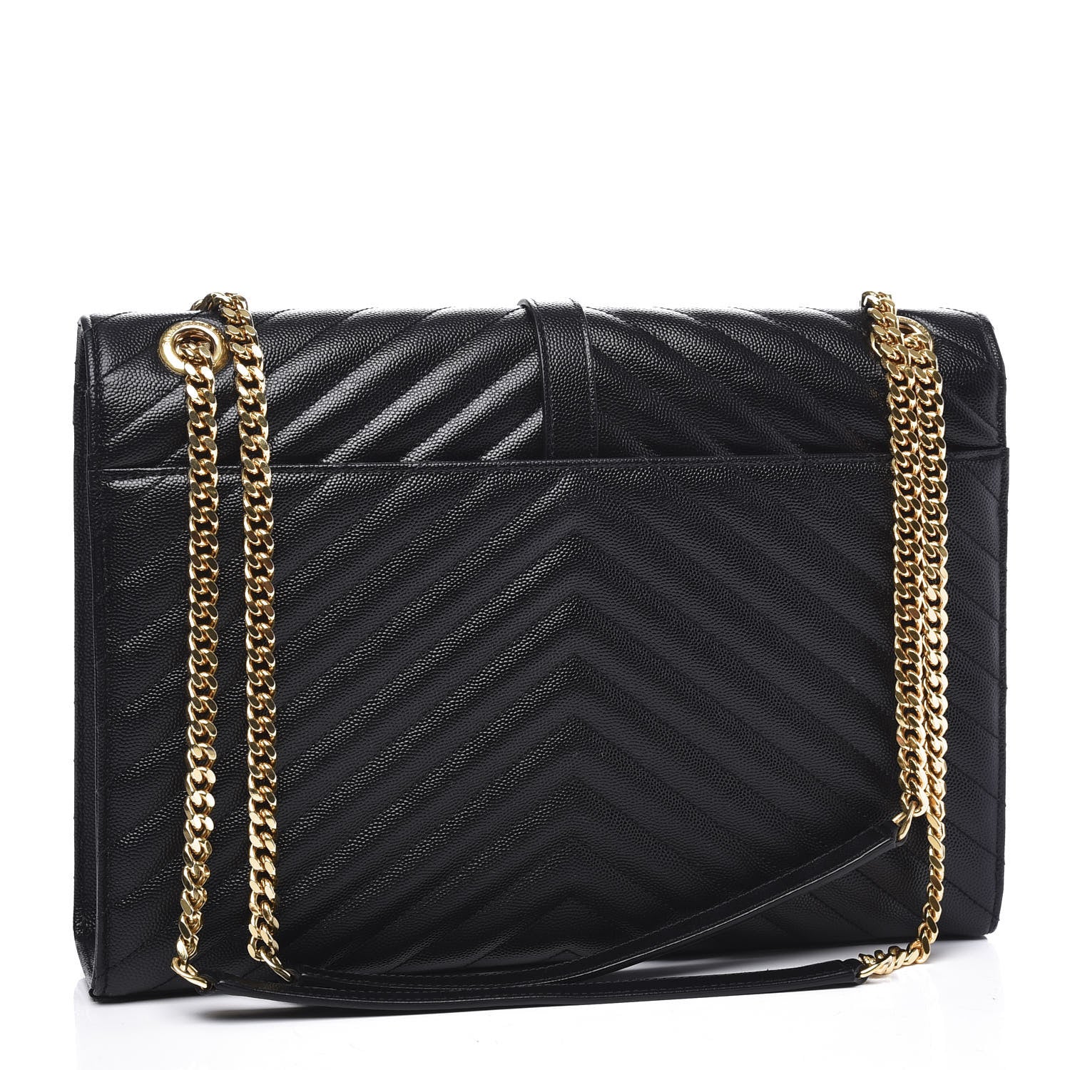Saint Laurent Grain De Poudre Matelasse Chevron Large Monogram Satchel Black 2 of 9