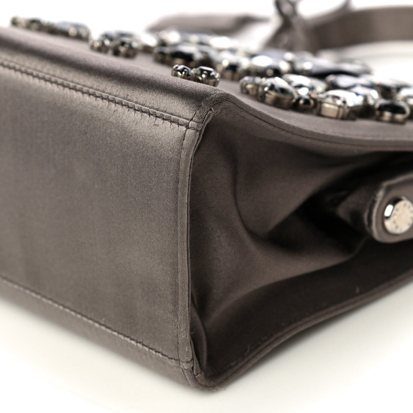 Satin Embellished Framed Bag Fumo