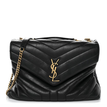 Saint Laurent Calfskin Y Quilted Monogram Medium Loulou Chain Satchel Black 1 of 16