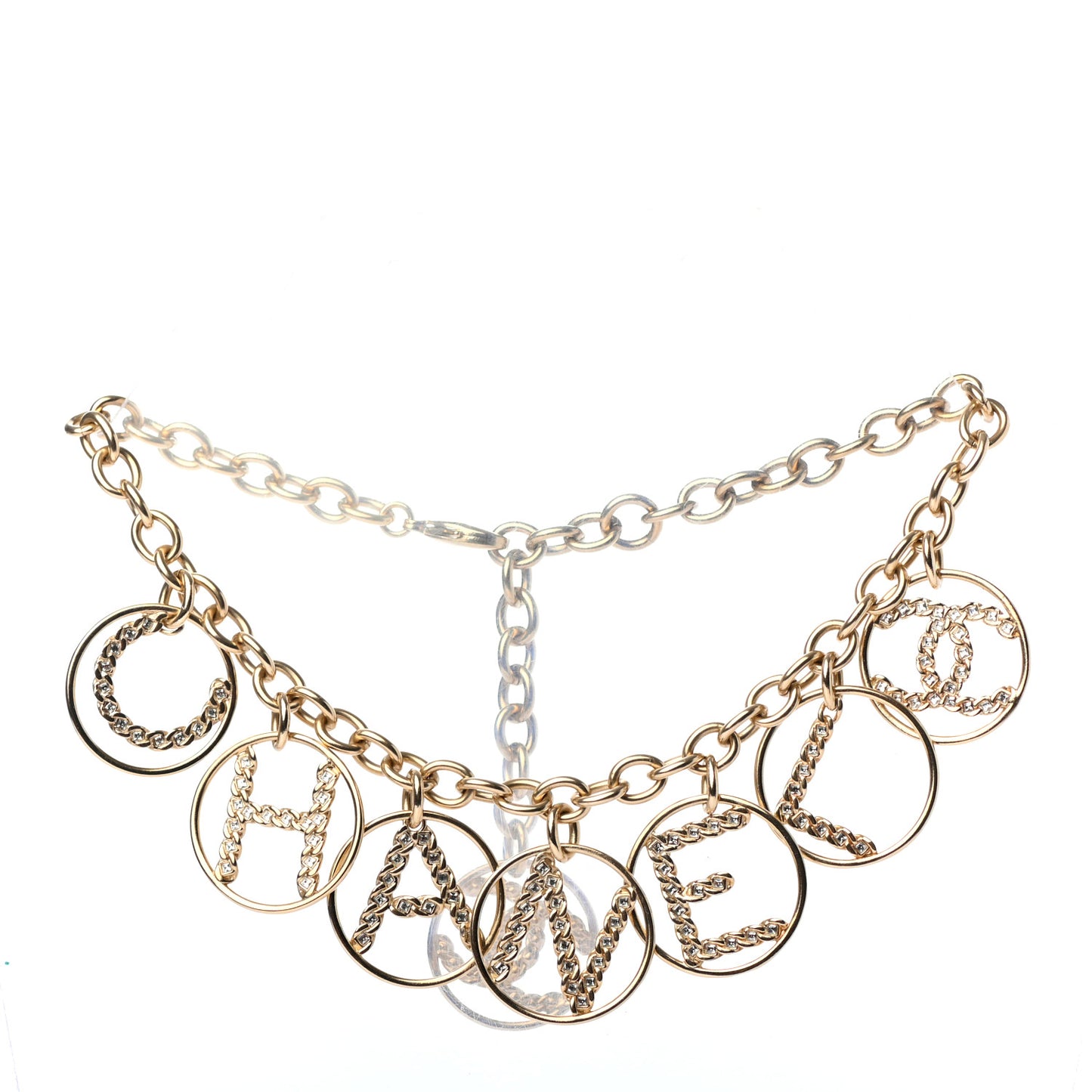 Metal Strass Crystal Logo Necklace Gold